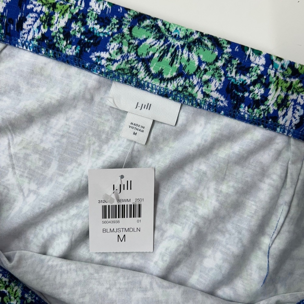 NEW J Jill Maxi Skirt Women's Size Medium Pull On Blue Paisley Tropical Vacation - Picture 2 of 8
